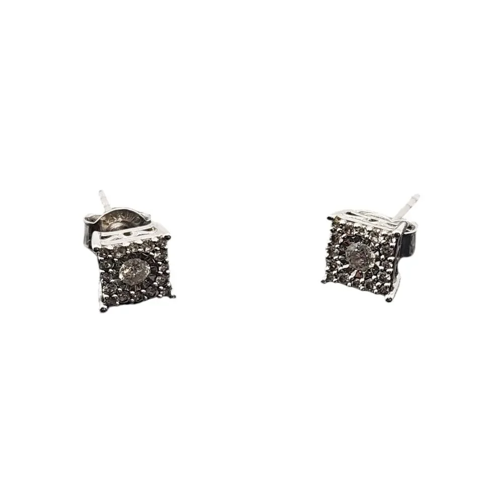 Macys Diamond Cluster Stud Earrings (1/3 cttw) in 14k White Gold - New with Tags